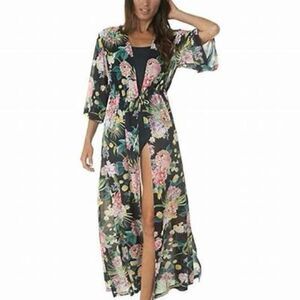 Jantzen Isn't It Romantic Floral Kimono Cover Up Duster